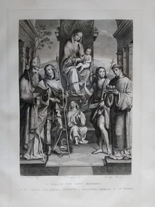 1830 Rosaspina Francia Madonna Vergine Con Gesù Bambino e Santi Stefano Giorgio - Picture 1 of 2