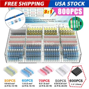 800 PIEZAS Impermeable Barra de Soldadura Sello Conector de Cable Retráctil Butt Sloder Manga - Imagen 1 de 18