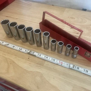 Matco Deep Socket Set 3/8in Drive 10pc 12-Point SAE COMPLETE USA - Picture 1 of 19
