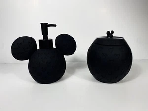 Disney Mickey Mouse Ears Black Soap Lotion Pump & Container SET NEW Embossed - Picture 1 of 6