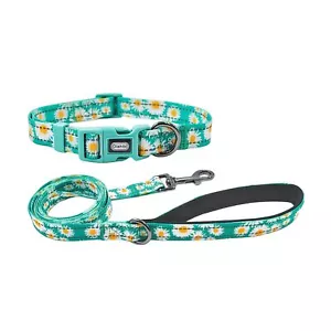 Reflective Dog Collar Leash Set 5ft or 150CM Matching Leash Floral Pattern Du... - Picture 1 of 9