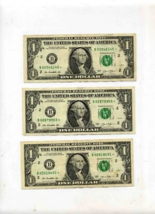3 bills with 2013 B - Star Note Dollar - duplicates - Picture 1 of 2