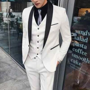 White Men Suit Slim Fit Shawl Lapel Formal Groom Tuxedo Wedding Prom Suit Custom - Picture 1 of 11
