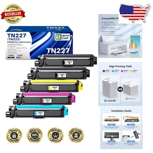 Cartucce toner compatibili TN-227 ad alta resa per Brother - 2 nere + 3 colori - Foto 1 di 9