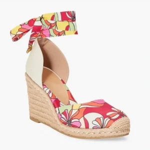 JustFab FUNKY FUCHSIA GEBLÜMTE KEILABSATZ DAMENGRÖSSE 7 - Bild 1 von 18