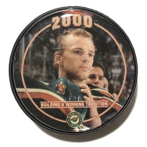 2000 Marian Gaborik Minnesota Wild Hockey Puck Gear Up For Hockey Season! Cover