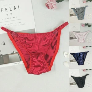 Womens Sexy Pure Silk Satin Panties Lingerie Low Waist Underwear Knickers Briefs - Picture 1 of 20
