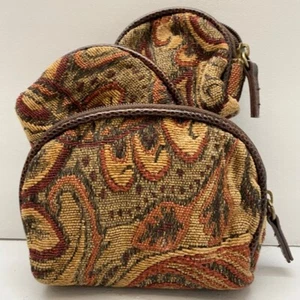 Vintage 3 Stck. Kleiner Teppich Bagger Beutel Tasche Reißverschluss Top Make-up Münzen Schmuck Reisen  - Bild 1 von 12