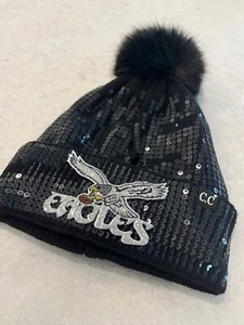 PHILADELPHIA EAGLES schwarze Pailletten-Beanie handbesetzt mit Swarovski-Kristallen - Bild 1 von 5
