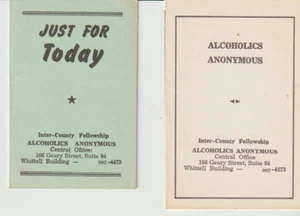 2 Alcoholics Anonymous related folded cards, vintage, San Francisco, California - Imagen 1 de 7