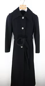 Wingon clothing custom made tailored coat in black with waist tie size S/UK6 - Foto 1 di 12