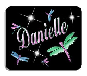 Dragonflies Mouse Pad Personalize Gifts Any Name Or Text Pinks Blues Greens