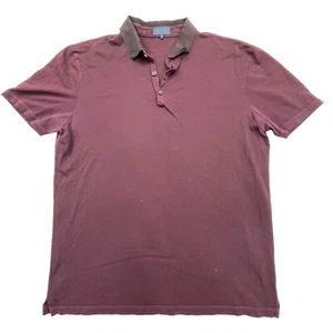 LANVIN POLO SHIRT MENS LARGE BURGUNDY 100% COTTON ITALY MADE SHORT SLEEVE - Picture 1 of 10