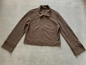 Boston Proper Jacket Womens Petite Small P S Nylon Spandex Brown full Zip - Picture 1 of 4