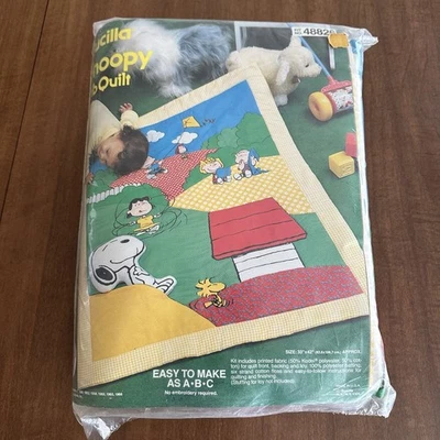 Bucilla Kit Snoopy Peanuts Crib Quilt 48826 Charlie Brown New Old Stock - Image 1 of 4