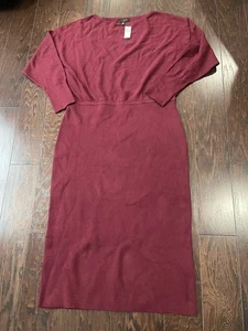 Banana Republic Women Maroon Maxi Long Sleeve Sweater Dress size X-Large NEW - Picture 1 of 7
