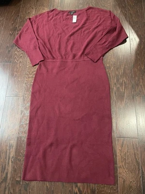Banana Republic Women Maroon Maxi  Long Sleeve Sweater Dress size X-Large NEW - Image 1 of 4