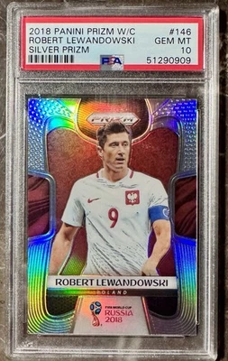 2018 Panini Prizm World Cup Robert Lewandowski Silver Poland PSA 10 Gem Mint - Image 1 of 2