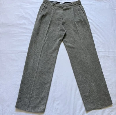 Calça plissada Armani Collezioni feminina marrom escuro cinza tamanho 10 feita na Itália - Imagem 1 de 4