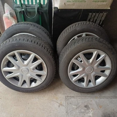4 Winter Reifen Räder Komplettsatz Stahlfelgen Ford B Max 185/60 R 15 T Conti - Bild 1 von 4