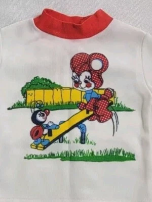 Camisa de Bebé Vintage Sears Ratón Rojo Ladybug Talla Pequeña Manga Larga EE. UU. Retro Foto 1 de 4
