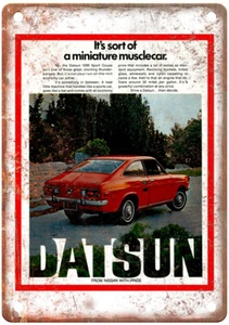 Vintage Datsun 1200 Coupe Auto Ad Reproduction Metal Sign A11420 - Picture 1 of 2