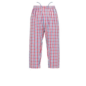Ritzy Men's 3-Quarter Pajama Pants 100% Cotton Plaid Woven Poplin - R,B&W Checks - Picture 1 of 11
