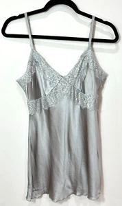 VTG Express Silk Lace Trim Babydoll Cami S Silver Y2K Fairycore Dainty Festival - Picture 1 of 10