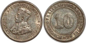 STRAITS SETTLEMENTS 10 CENTS 1918 KM#29a  VF+!!! - Imagen 1 de 1