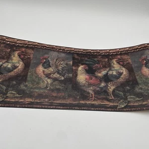 Lynette Jennings Rooster Hen Chicken Antique Crackled Wallpaper Border 10.25" H - Picture 1 of 15