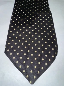 Cravatta Pride of England Briar nera e marrone a pois cravatta acetato larga vintage - Foto 1 di 4