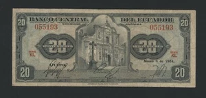 ECUADOR  20 SUCRES 1964  KL   PICK # 103a  FINE. - Picture 1 of 4