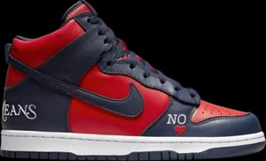 Supreme Nike SB Dunk High By Any Means Red Navy DN3741-600 Size 7 Men 8.5 Women - Picture 1 of 7