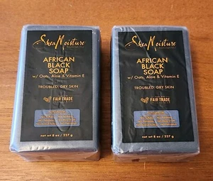Set of 2 Shea Moisture African Black Soap w/ Oats, Aloe & Vitamin E 8oz – NEW - Picture 1 of 3