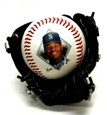 Ken Griffey Jr. Souvenir Baseball & Mini Glove By Fotoball (G16) Cover