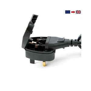 Adaptador convertidor enchufe Euro EU 2 pines a Reino Unido 3 pines negro - Adaptador de viaje - BSI... - Imagen 1 de 4