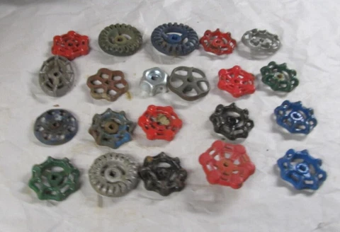 20 Vintage Cast Iron Alum Steampunk Valve Handles Water Faucet Knobs Cover