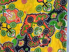 3+ Yd Vtg MOD Lingerie sheer Fabric 60s 70s Paisley Pop Art YELLOW ORANGE Hippie
