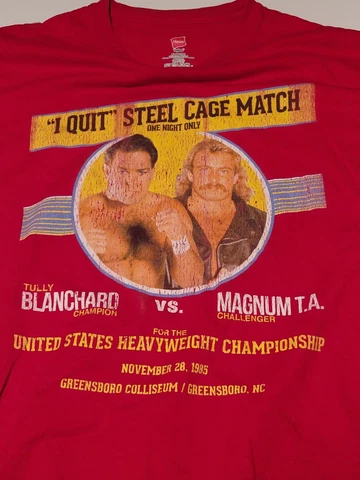 STARRCADE '85 Tully Blanchard vs Magnum TA "I Quit" Match T-Shirt Reprint Red XL Cover