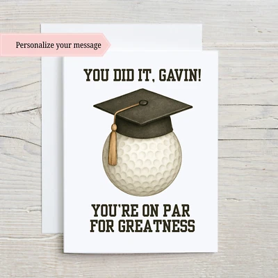 Tarjeta de graduación de golf, tarjeta de graduación, graduación universitaria graduación de escuela secundaria Foto 1 de 4