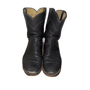 Justin 3025 13 D Gray Leather Pull On Ropers Western Cowboy Riding Boots - Picture 1 of 8