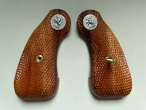 New Grips For Colt D  short butt grips Diamondback checkered hardwood #02 - Picture 1 of 11