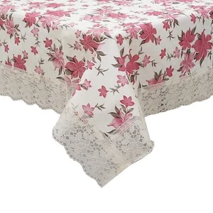 New Floral Design PVC 6 Seater Dining Table Cover (Size: 150 cm x 216 cm, Cream) - Picture 1 of 3