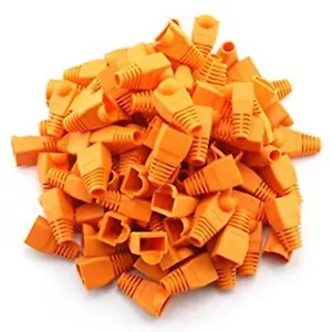 100 x Orange Cat5e Cat6 LAN Ethernet Kabel Snagless Stiefel Zugentlastung 6mm - Bild 1 von 1