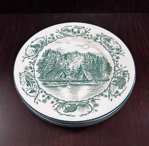 Orvis 11-Inch Dinner Plates Set of 4 Timberlake Camp Earthenware Made in England - Picture 1 of 17