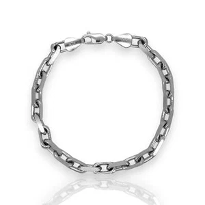 Chunky Box Chain Bracelet - 14K White Gold - Solid - Picture 1 of 6