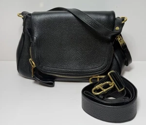 Tom Ford Women's Black Jennifer Medium Double Strap Leather Shoulder Bag - Picture 1 of 16