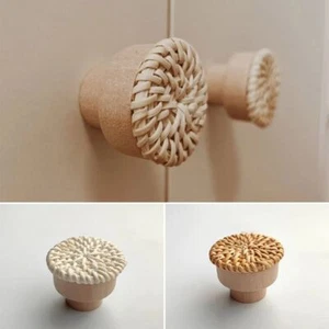 Furniture Hardware Rattan Drawer Knobs Round Wardrobe Handle Kitchen - Picture 1 of 14