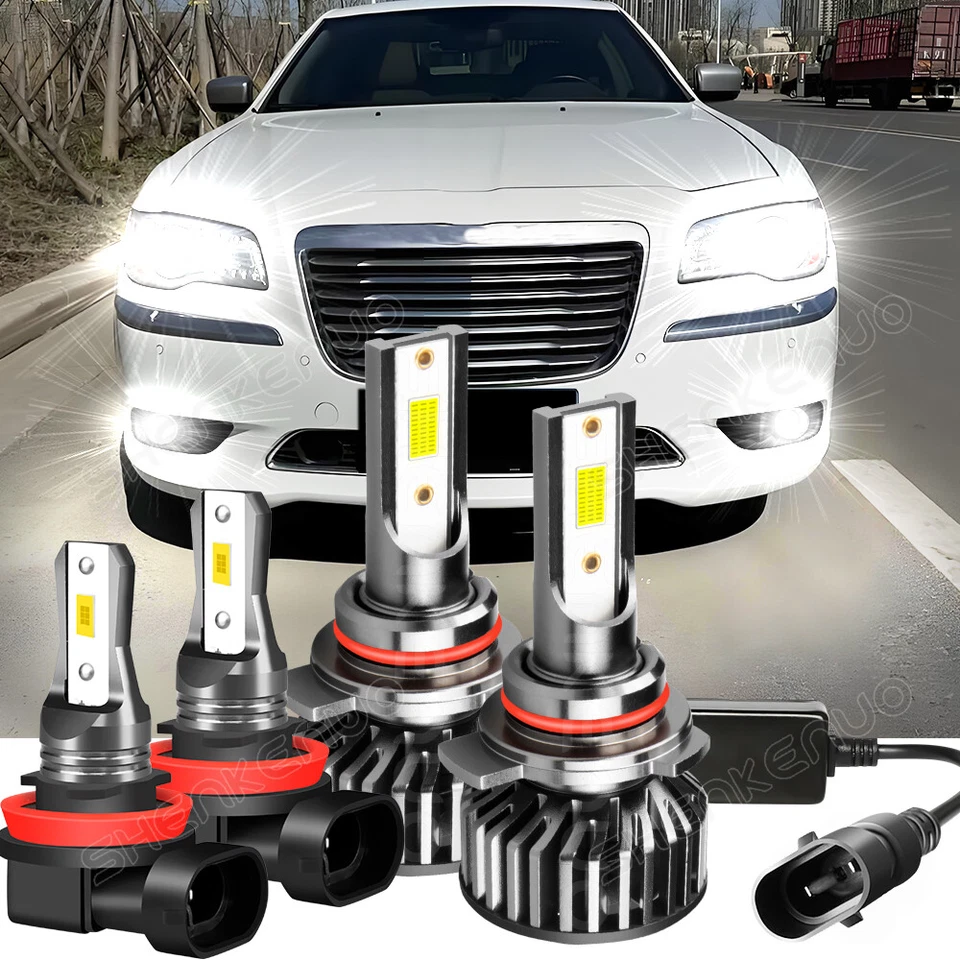 For Chrysler 300 2011-2014 6000K Combo LED Headlights +Fog Lights Bulbs Kit 4PC - Image 1 of 1