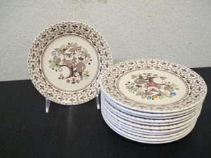 (12) Johnson Brothers Sugar And Spice Brown Bread Plates - Picture 1 of 3